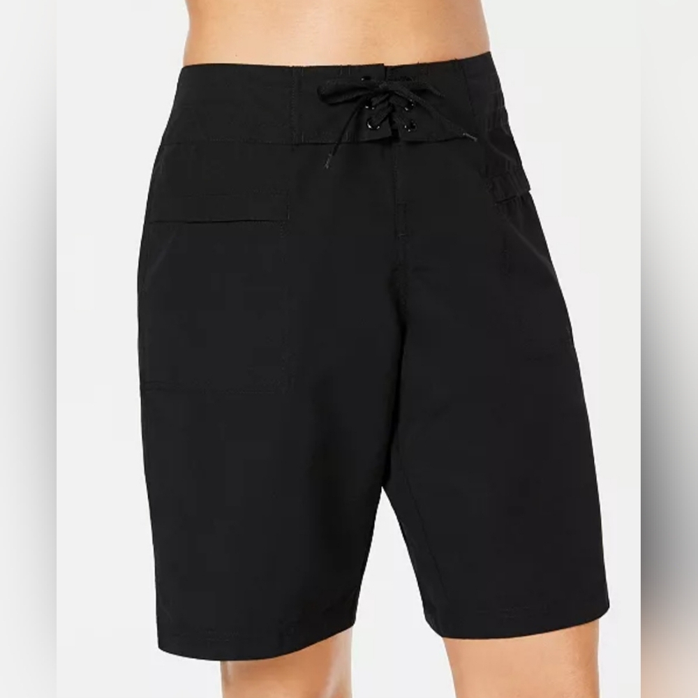 Island Escape Low-Rise Drawstring Black Cover-up Board Shorts Size 12 E-1652